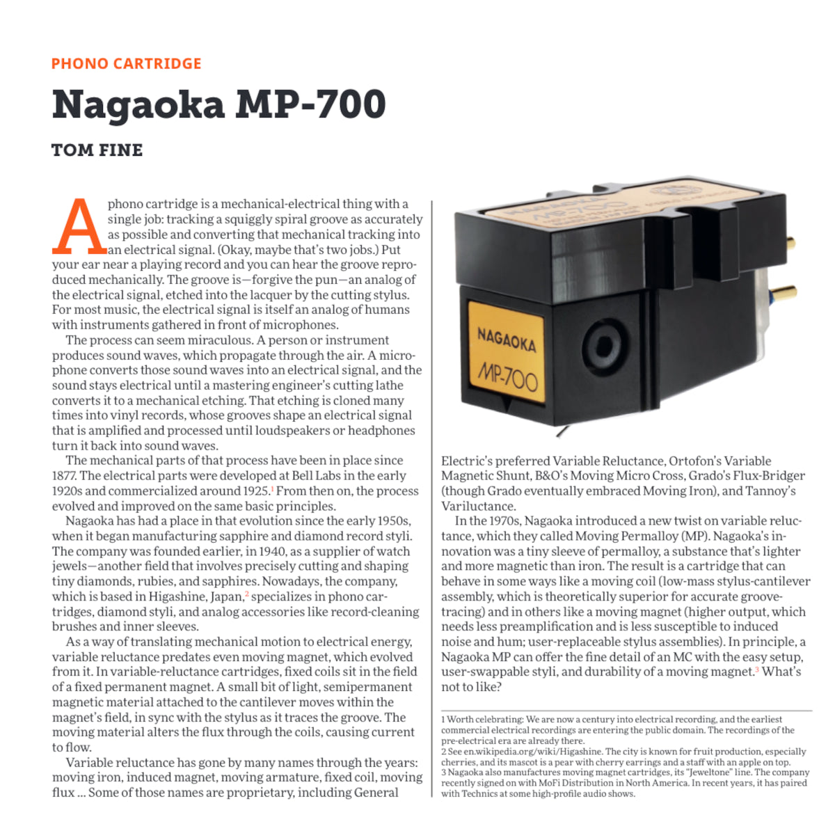 Nagaoka MP-700 Moving Permalloy Hi-End Cartridge