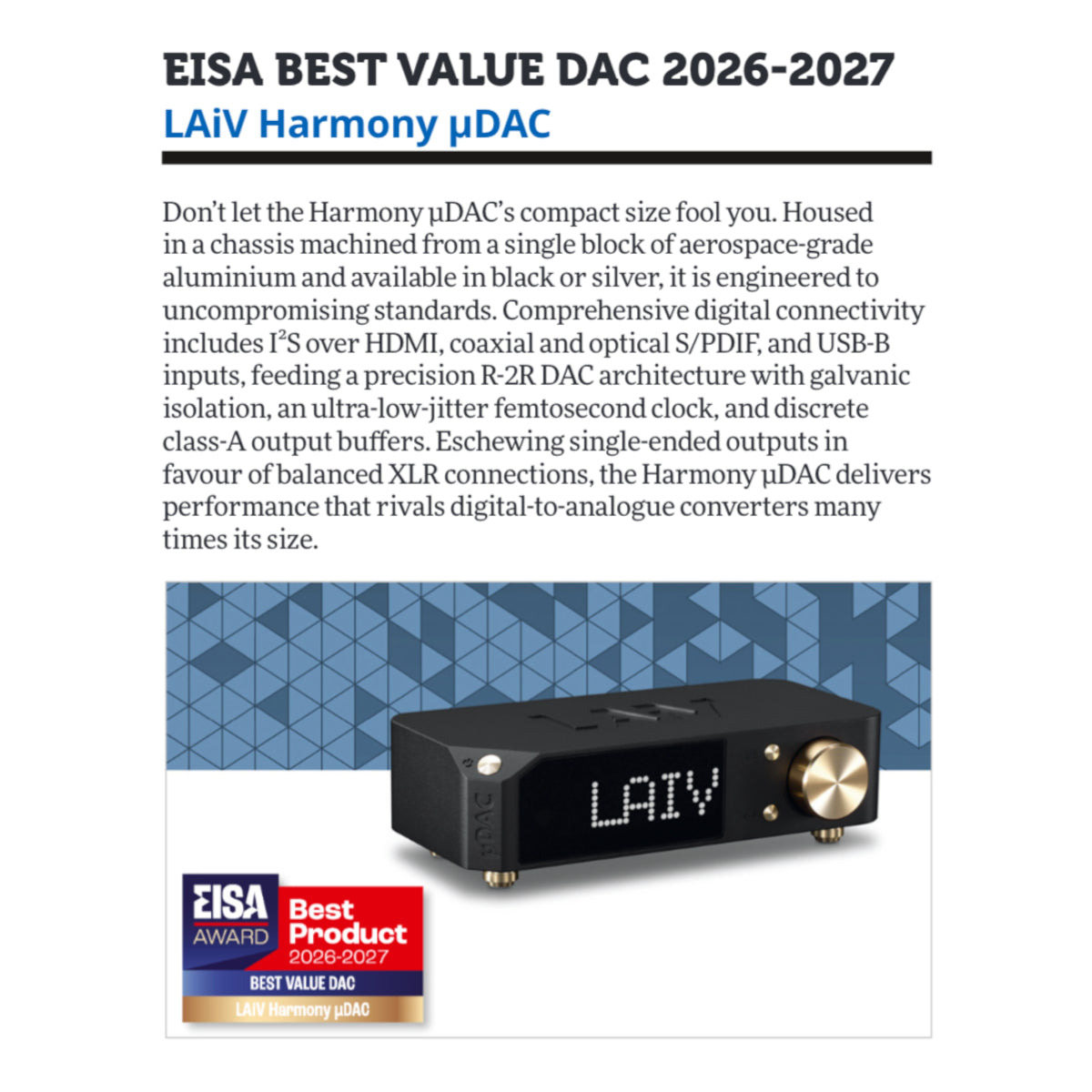 LAiV Harmony uDAC Bundle (Includes Remote Control and XTR)