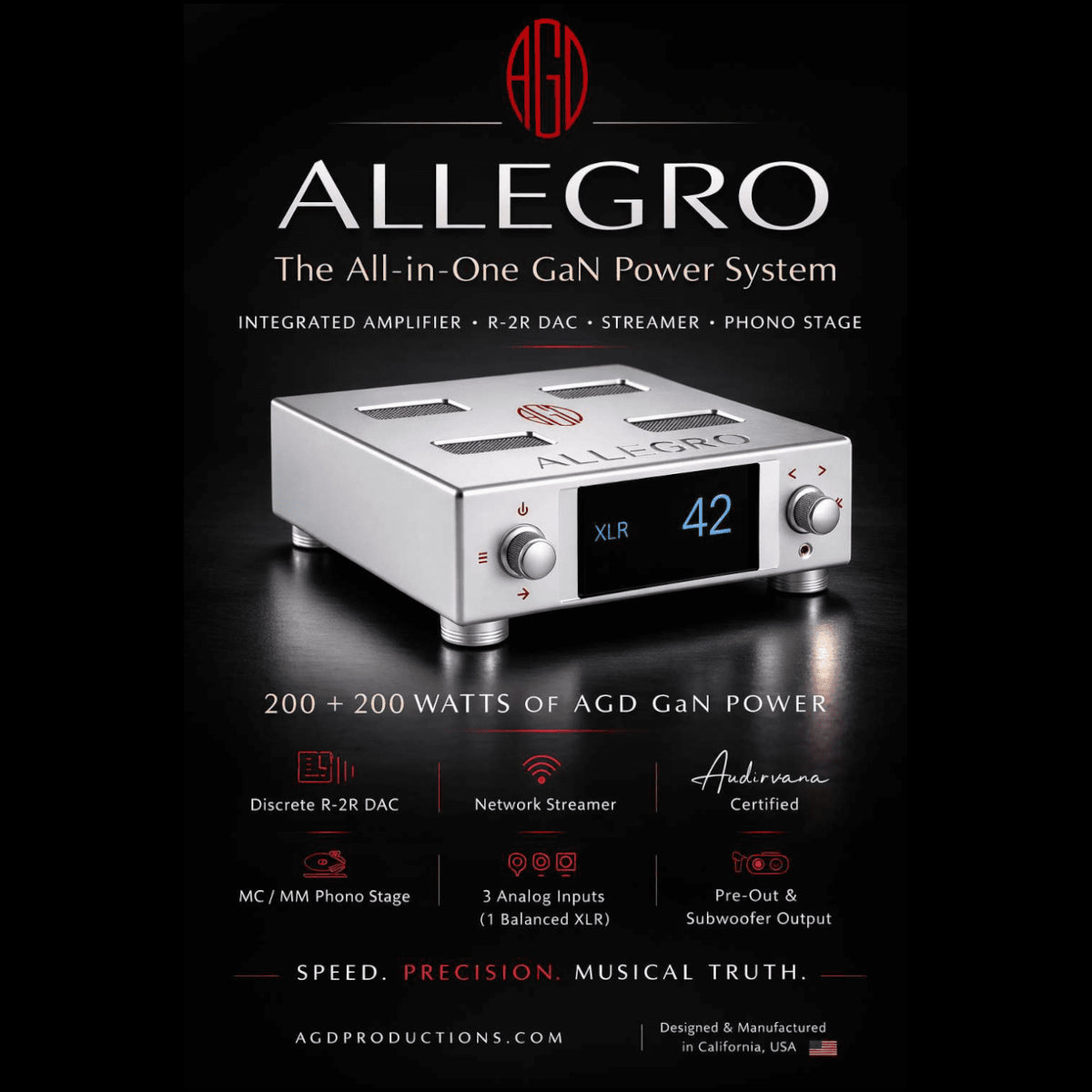 AGD Allegro Integrated Amplifier. All-in-One GaN Amplifier System