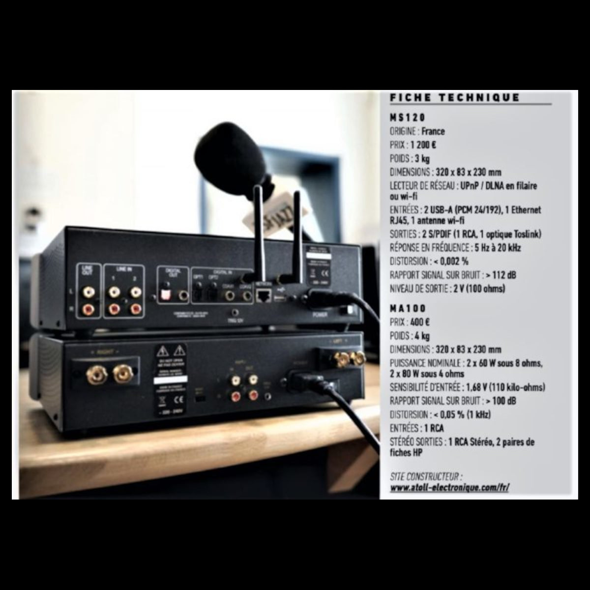 Compact all-in-one Hi-Fi system Atoll Streamer & Amplifier & Dynavoice Definition Bookshelf Speakers