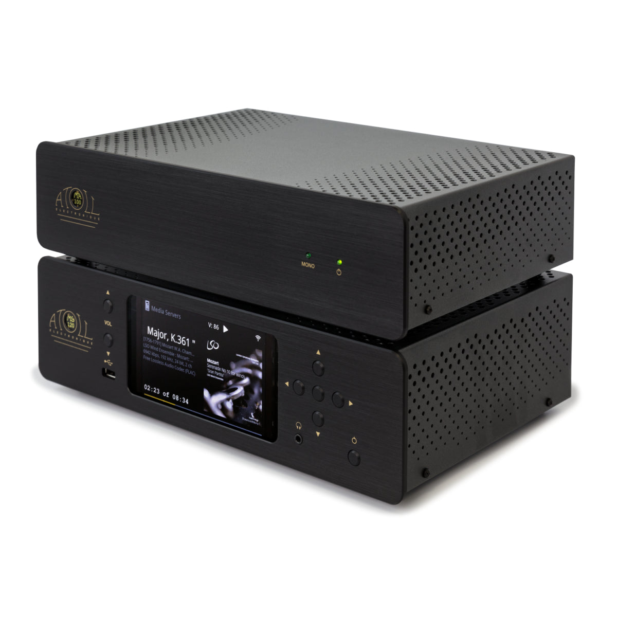 Compact all-in-one Hi-Fi system Atoll Streamer & Amplifier & Dynavoice Definition Bookshelf Speakers